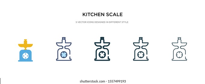 kitchen scale icon in different style vector illustration. two colored and black kitchen scale vector icons designed in filled, outline, line and stroke style can be used for web, mobile, ui