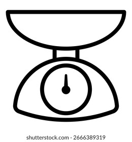Symbol für Küchenwaage. Flache Silhouettenausführung.