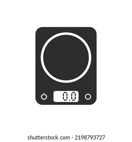 Kitchen scale icon. Monochrome black and white symbol