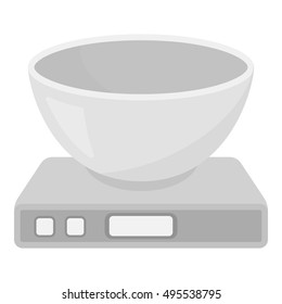 Kitchen scale icon in monochrome style isolated on white background. Household appliance symbol stock vector illustration.