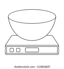 Kitchen scale icon in outline style isolated on white background. Household appliance symbol stock vector illustration.