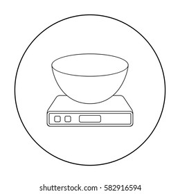 Kitchen scale icon in outline style isolated on white background. Household appliance symbol stock vector illustration.