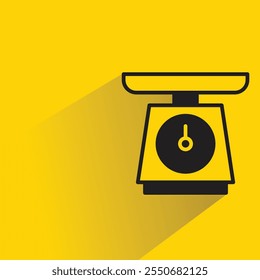 kitchen scale icon with shadow on yellow background