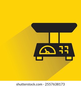 kitchen scale icon with shadow on yellow background