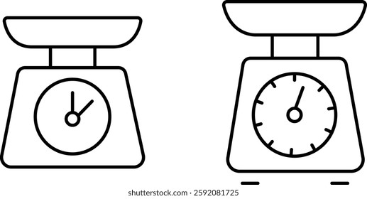 "Kitchen Scale Icon - Thin Line Outline Vector"