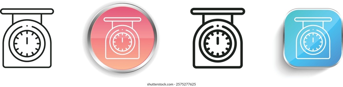 kitchen scale icon. Thin Linear, Regular and Button Style Design Isolated On White Background