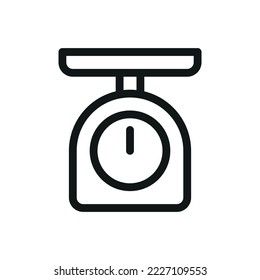 Kitchen scale isolated icon, mechanical food scales outline vector icon with editable stroke