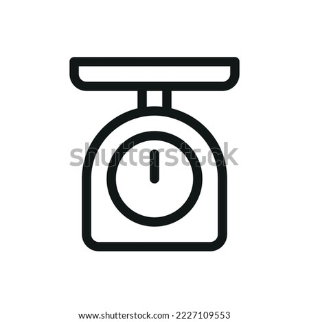 Kitchen scale isolated icon, mechanical food scales outline vector icon with editable stroke