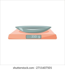 Küchenwaage einzeln auf Weiß. Digitale Lebensmittelskala zum Backen, zur Zubereitung von Speisen und zum kulinarischen Design.