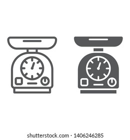 Kitchen scale line and glyph icon, appliance and measurement, weigh sign, vector graphics, a linear pattern on a white background, eps 10.