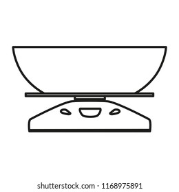 Kitchen scale line icon isolated on white background. Outline thin weight equipment tool vector.