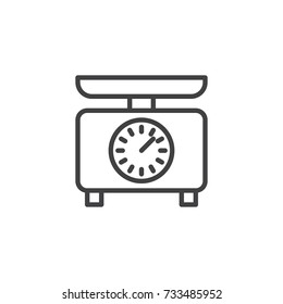 Kitchen scale line icon, outline vector sign, linear style pictogram isolated on white. Symbol, logo illustration. Editable stroke
