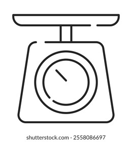 Kitchen scale line icon vector isolated. Symbol of a tool for food measuring. Kitchen equipment.