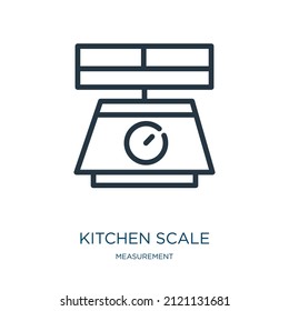 kitchen scale thin line icon. cooking, utensil linear icons from measurement concept isolated outline sign. Vector illustration symbol element for web design and apps.