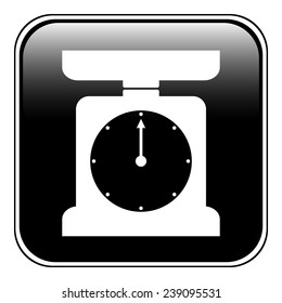 Kitchen scales button on white background. Vector illustration.