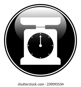 Kitchen scales button on white background. Vector illustration.