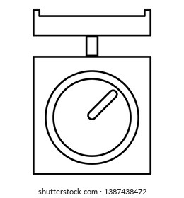 Kitchen scales Domestic weigh scales Weighing scales with pan Kitchen appliances icon outline black