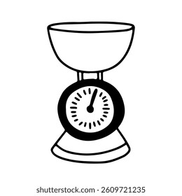 Kitchen scales hand drawn doodle vector sketch