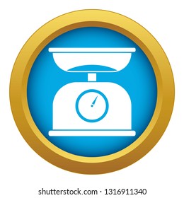 Kitchen scales icon blue vector isolated on white background for any design