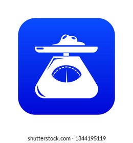 Kitchen scales icon blue vector isolated on white background