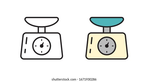 Kitchen scales icon. Linear icon. Kitchen appliances in the vector