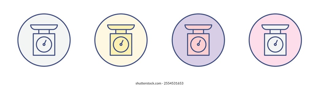 Kitchen scales icon Thin line flat illustration