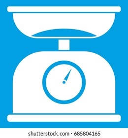 Kitchen scales icon white isolated on blue background vector illustration