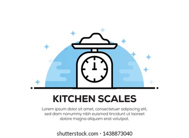 KITCHEN SCALES AND ILLUSTRATION ICON CONCEPT