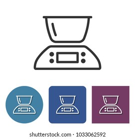 Kitchen scales line icon in different variants 