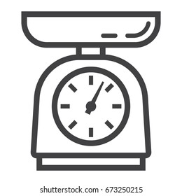 Kitchen scales line icon, household and appliance, vector graphics, a linear pattern on a white background, eps 10.
