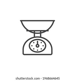 Kitchen scales line icon. linear style sign for mobile concept and web design. Weighing scales outline vector icon. Symbol, logo illustration. Vector graphics