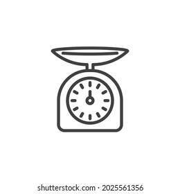 Kitchen scales line icon. linear style sign for mobile concept and web design. Scales outline vector icon. Symbol, logo illustration. Vector graphics