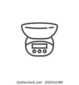 Kitchen scales line icon. linear style sign for mobile concept and web design. Digital scale with bowl outline vector icon. Symbol, logo illustration. Vector graphics