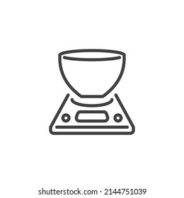 La cocina balancea el icono de la línea. signo de estilo lineal para concepto móvil y diseño web. Icono de vector de contorno de las balanzas de cocina electrónicas. Símbolo, ilustración del logotipo. Gráficos vectoriales
