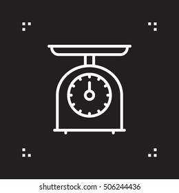 Kitchen Scales line icon, outline vector sign, linear pictogram isolated on black. logo illustration