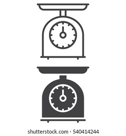 Kitchen Scales Line Icon, Outline And Filled Vector Sign, Linear And Full Pictogram Isolated On White. Symbol, Logo Illustration