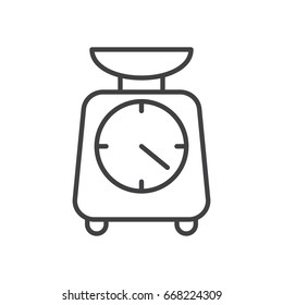 Kitchen scales line icon, outline vector sign, linear style pictogram isolated on white. Symbol, logo illustration. Editable stroke. 