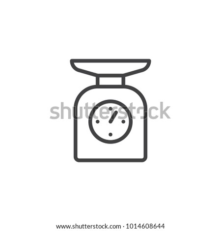 Kitchen scales line icon, outline vector sign, linear style pictogram isolated on white. Scale symbol, logo illustration. Editable stroke