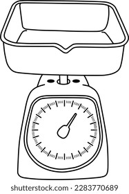 kitchen scales  line vector illustration isolated on white background