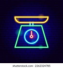 Kitchen Scales Neon Sign. Vector Illustration of Household Appliances Promotion.