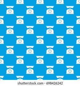 Kitchen scales pattern repeat seamless in blue color for any design. Vector geometric illustration