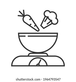 Kitchen scales pixel perfect icon vector. Kitchen small appliances line sign. Household tools symbol for app, web. Cooking equipment for bread is shown.