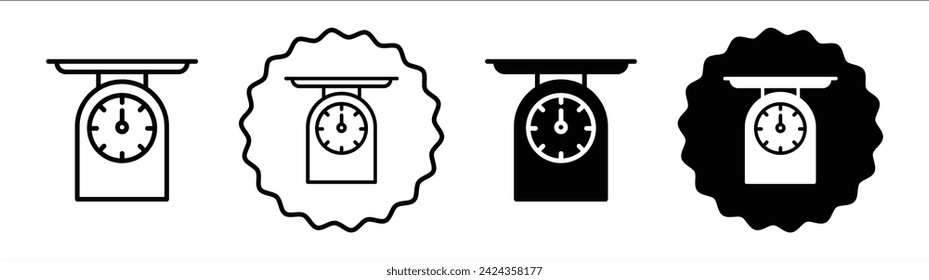 Küchenwaage in schwarz-weißer Farbe. Küchenwaage, einfache flache Symbol, Vektorgrafik