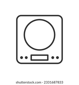 La cocina escala las escalas de estante, icono lineal. Línea con trazo editable