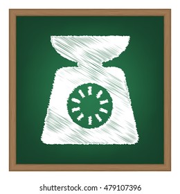 Kitchen scales sign. Flat style black icon on white.