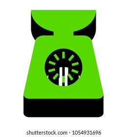 Kitchen scales sign. Vector. Green 3d icon with black side on white background. Isolated.
