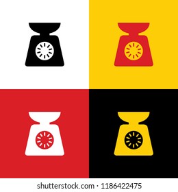 Kitchen scales sign. Vector. Icons of german flag on corresponding colors as background.