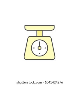 Kitchen Scales weight machinery without load icon. Kitchen appliances for cooking Illustration. Simple thin line style symbol.