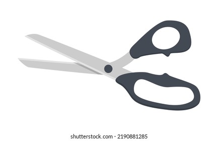 Kitchen scissors clipart vector illustration. Realistic scissors with black handle flat vector design. Simple black scissors sign icon. Scissors cartoon clipart. Kitchen utensils concept symbol