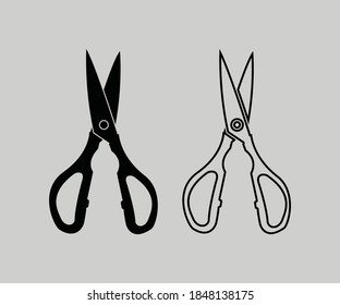 Küchenschere Ikone Design. Symbol für Kochutensilien. Küchenschere, Vektorgrafik-Symbol Symbol, Clipart-Kunst auf weißem, isoliertem Hintergrund.